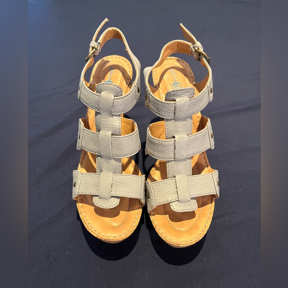 Born Light Blue Cork Wedge Sandal, Size 8 EXCELLENT CONDITION